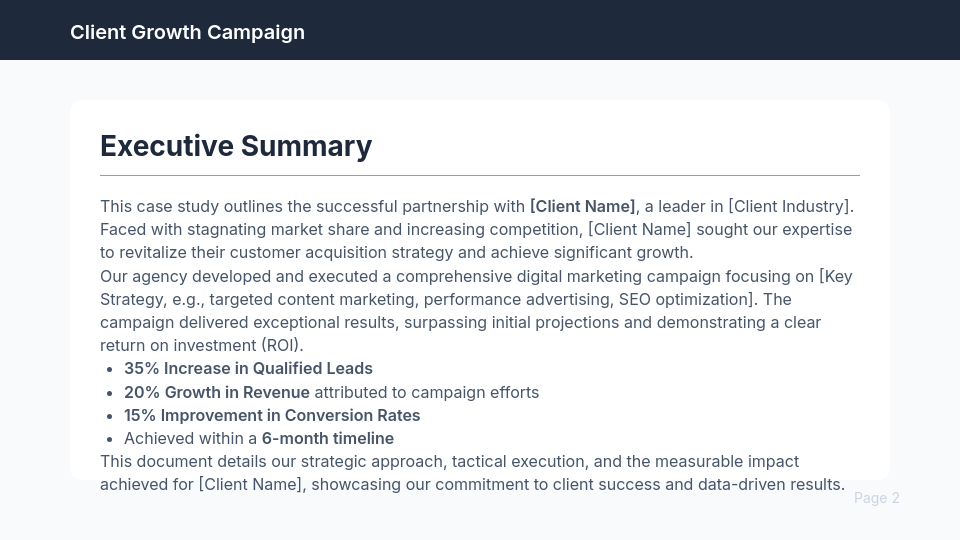 Agency Client Success Case: Growth & ROI